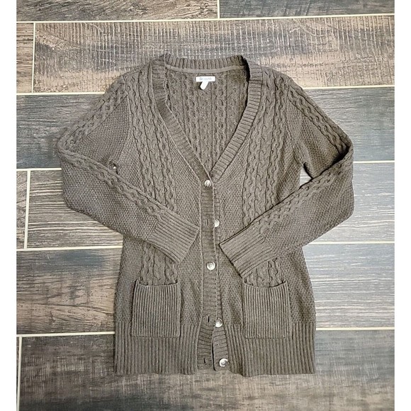 Aéropostale Sweaters - AEROPOSTALE Woman's Jr's Brown Chunky Cable Knit Cardigan Sweater Pockets XL